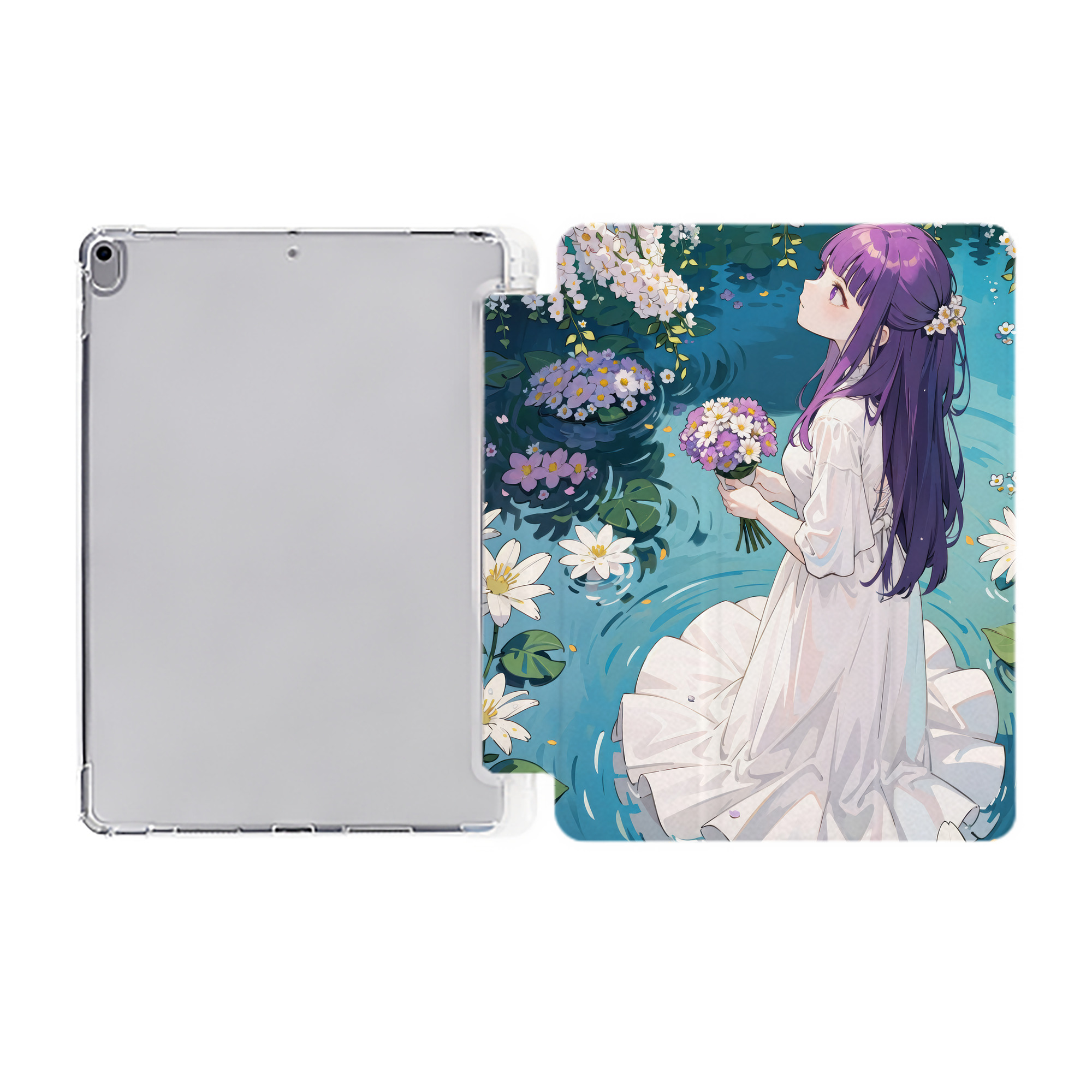 （画像用） 葬送のフリーレン Frieren IPad ケース ペン収納付き 三つ折りスタンド PUレザー×シリコン 対応機種9.5/10.5/10.9インチ
